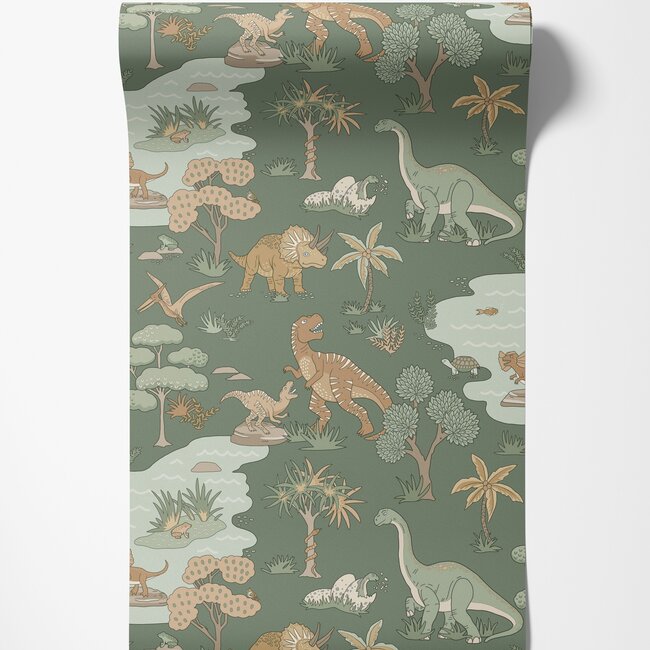 Dutch Wallcoverings Dutch Wallcoverings - Adventure Awaits - Dino Zoo Green - Green - 14010