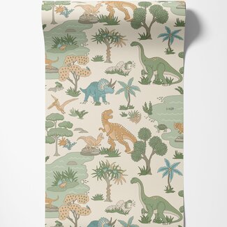 Dutch Wallcoverings Dutch Wallcoverings - Adventure Awaits - Dino Zoo Cream/Multi - Cream/Multi - 14012