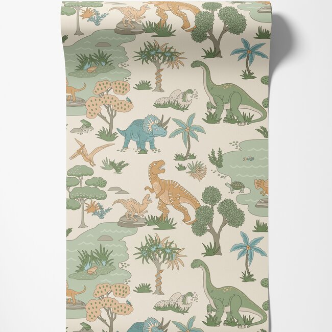 Dutch Wallcoverings Dutch Wallcoverings - Adventure Awaits - Dino Zoo Cream/Multi - Cream/Multi - 14012