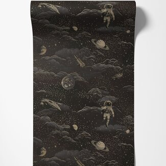 Dutch Wallcoverings Dutch Wallcoverings - Adventure Awaits - Lost In Space Black/Gold - Black/Gold - 14050