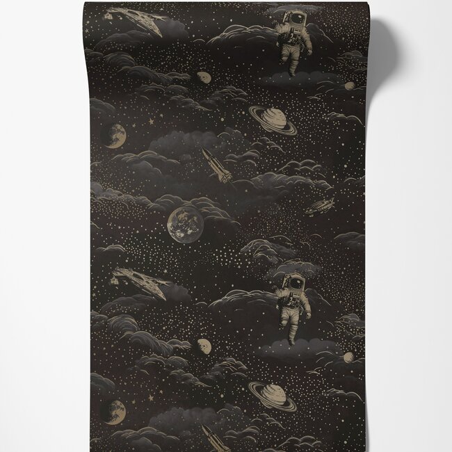 Dutch Wallcoverings Dutch Wallcoverings - Adventure Awaits - Lost In Space Black/Gold - Black/Gold - 14050
