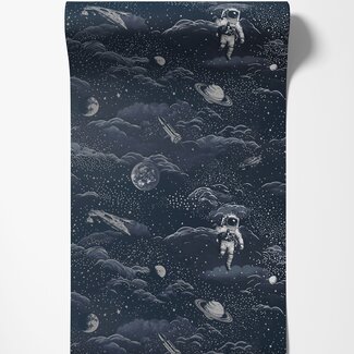 Dutch Wallcoverings Dutch Wallcoverings - Adventure Awaits - Lost In Space Midnight Blue/Silver - Blue/Silver - 14051