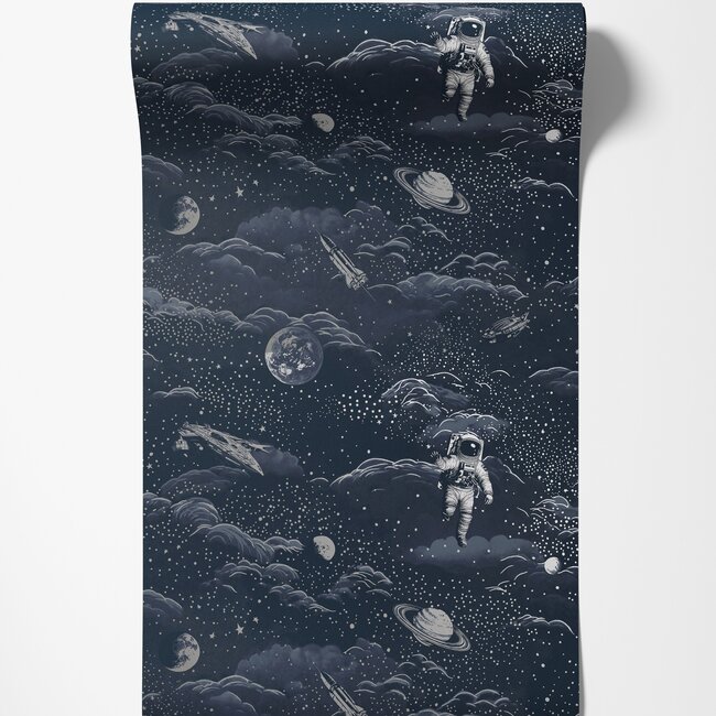 Dutch Wallcoverings Dutch Wallcoverings - Adventure Awaits - Lost In Space Midnight Blue/Silver - Blue/Silver - 14051