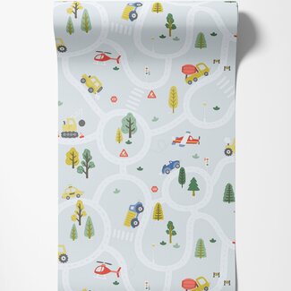 Dutch Wallcoverings Dutch Wallcoverings - Adventure Awaits - Roundabout Road Light Blue - Blue - 14082