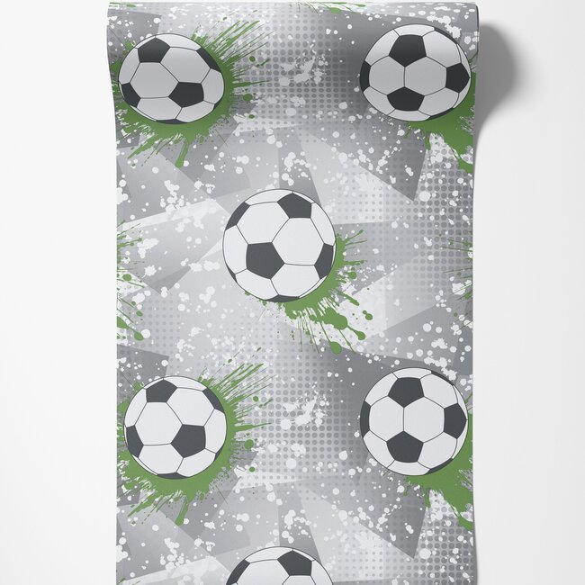Dutch Wallcoverings Dutch Wallcoverings - Adventure Awaits - Football Frenzy Grey/Green - Grey/Green - 14092