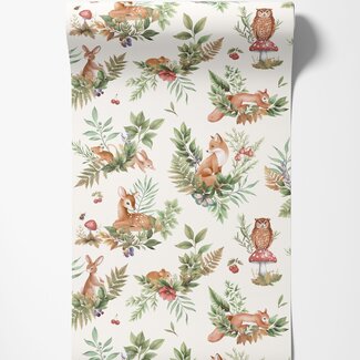 Dutch Wallcoverings Dutch Wallcoverings - Adventure Awaits - Forest Friends Cream/Multi - Cream/Multi - 14123