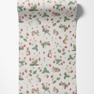 Dutch Wallcoverings Dutch Wallcoverings - Adventure Awaits - Bunnies & Berries Cream/Multi - Cream/Multi - 14140