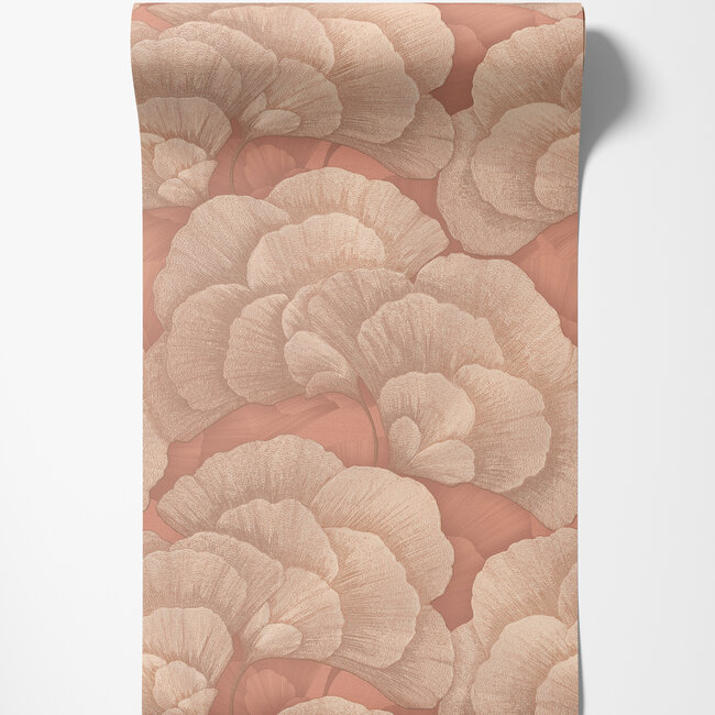 Dutch Wallcoverings Dutch 4 - Renaissance - Blossom Coral/gold- Vliesbehang - 10m x 53cm - RE521016