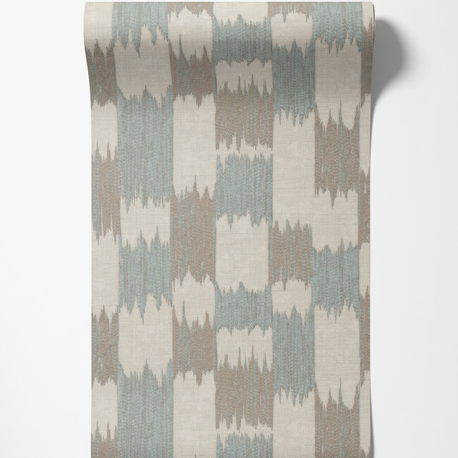 Dutch Wallcoverings Dutch Wallcoverings - Renaissance - Textured Loom Beige/blue  - Vliesbehang - 10m x 53cm - RE521034