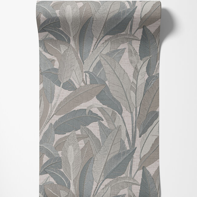 Dutch Wallcoverings Dutch Wallcoverings - Renaissance - Leaves Grey - Vliesbehang - 10m x 53cm - RE521054