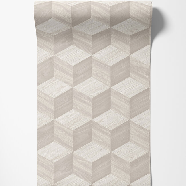 Dutch Wallcoverings Dutch Wallcoverings - Renaissance - Natural Cube Offwhite - Vliesbehang - 10m x 53cm - RE521091