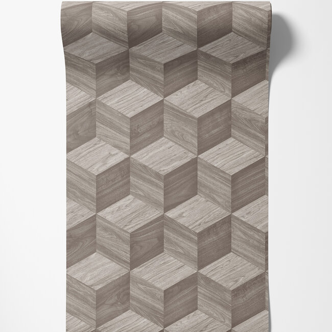 Dutch Wallcoverings Dutch Wallcoverings - Renaissance - Natural Cube Taupe - Vliesbehang - 10m x 53cm - RE521092