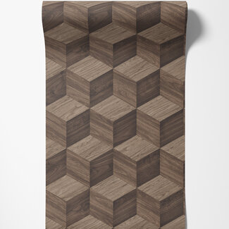Dutch Wallcoverings Vliesbehang - Renaissance - Natural Cube Brown - RE521094