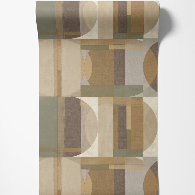 Dutch Wallcoverings Dutch Wallcoverings - Arcadia- Sojo bruin/groen - Vliesbehang - 10m x 53cm - A64903