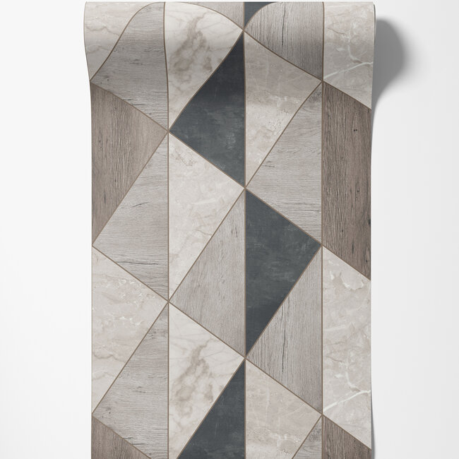 Dutch Wallcoverings Dutch Wallcoverings - Arcadia- Vigo grijs/zwart - Vliesbehang - 10m x 53cm - A65104