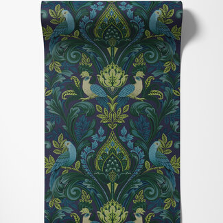 Dutch Wallcoverings Vliesbehang - Arcadia- Opulent Damask blw/groen - A67802 Dutch Wallcoverings Vliesbehang - Arcadia- Opulent Damask blw/groen - A67802