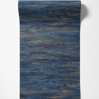 Dutch Wallcoverings Vliesbehang - Arcadia- Kaleid. Texture blw/goud - A68102 Dutch Wallcoverings Vliesbehang - Arcadia- Kaleid. Texture blw/goud - A68102