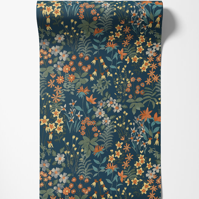 Dutch Wallcoverings Dutch Wallcoverings - Arcadia- Agnala blauw/multi - Vliesbehang - 10m x 53cm - A70903