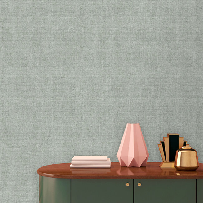 Dutch Wallcoverings Dutch Wallcoverings - Collectie Flora - Flora- uni groen - Vliesbehang - Rolmaat 53cm x 10m - Materiaal Vlies - Goed afneembaar - Muur inlijmen - Art.nr. M551-14