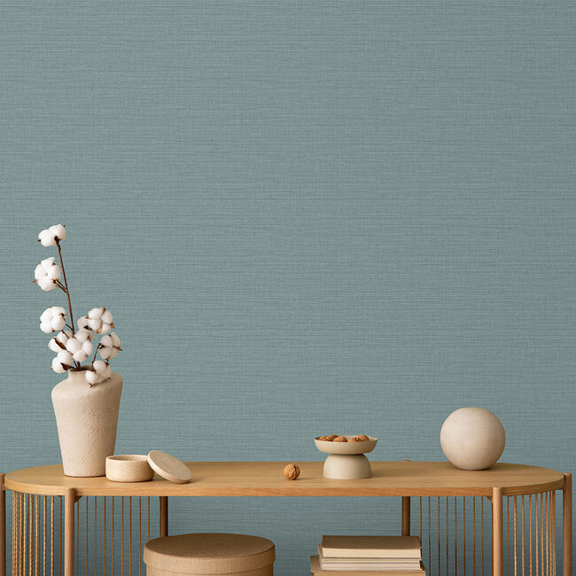 Dutch Wallcoverings Dutch Wallcoverings - Flora- uni blauwgroen - M720-14 - Vliesbehang - 53cm x 10m