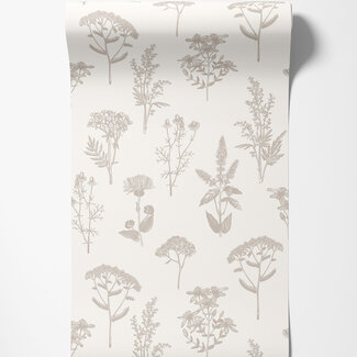 Dutch Wallcoverings Dutch Wallcoverings - Flora- veldbloemen wit/zilver - M805-07