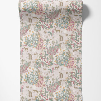 Dutch Wallcoverings Dutch Wallcoverings - Flora- bosdieren beige/groen - M867-03