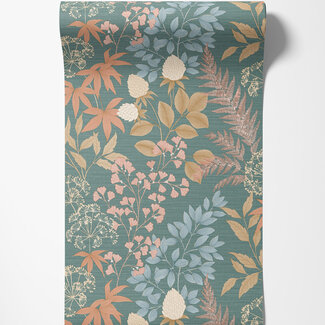 Dutch Wallcoverings Dutch Wallcoverings - Flora- bladeren blauwgroen/beige - M871-04 Dutch Wallcoverings Dutch Wallcoverings - Flora- bladeren blauwgroen/beige - M871-04