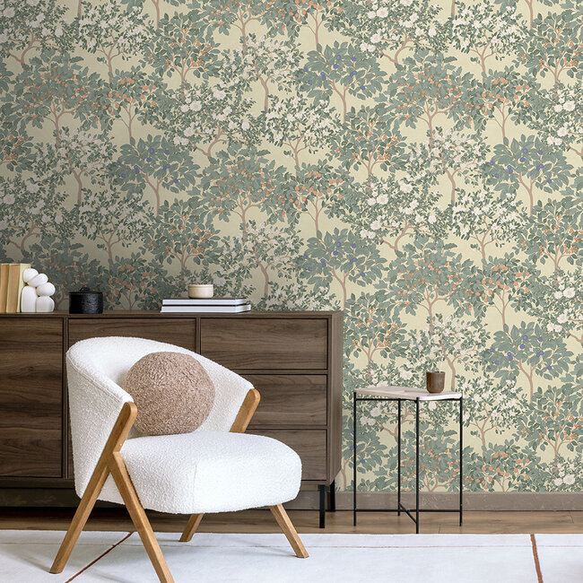 Dutch Wallcoverings Dutch Wallcoverings - Flora- fruitbomen groen - M873-04 - Vliesbehang - 53cm x 10m