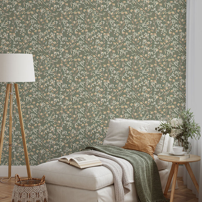 Dutch Wallcoverings Dutch Wallcoverings - Flora- bloesem greige/oker (M880-04) - Vlies behang - Nonem x Nonecm