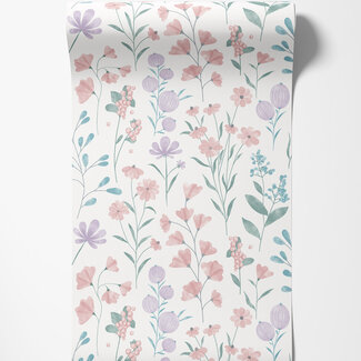 Dutch Wallcoverings Dutch Wallcoverings - Flora- bloem wit/roze/lila (M883-06) Dutch Wallcoverings Dutch Wallcoverings - Flora- bloem wit/roze/lila (M883-06)