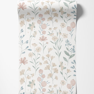 Dutch Wallcoverings Dutch Wallcoverings - Flora- bloem wit/beige/groen (M883-07)