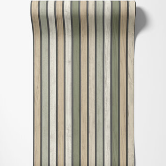 Dutch Wallcoverings Dutch Wallcoverings - Illusion- houten plankjes beige/groen - B312-04 Dutch Wallcoverings Dutch Wallcoverings - Illusion- houten plankjes beige/groen - B312-04
