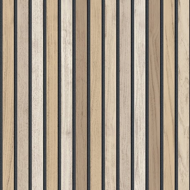 Dutch Wallcoverings Dutch Wallcoverings - Illusion- houten plankjes beige - Vliesbehang - 10m x 53cm - B312-08