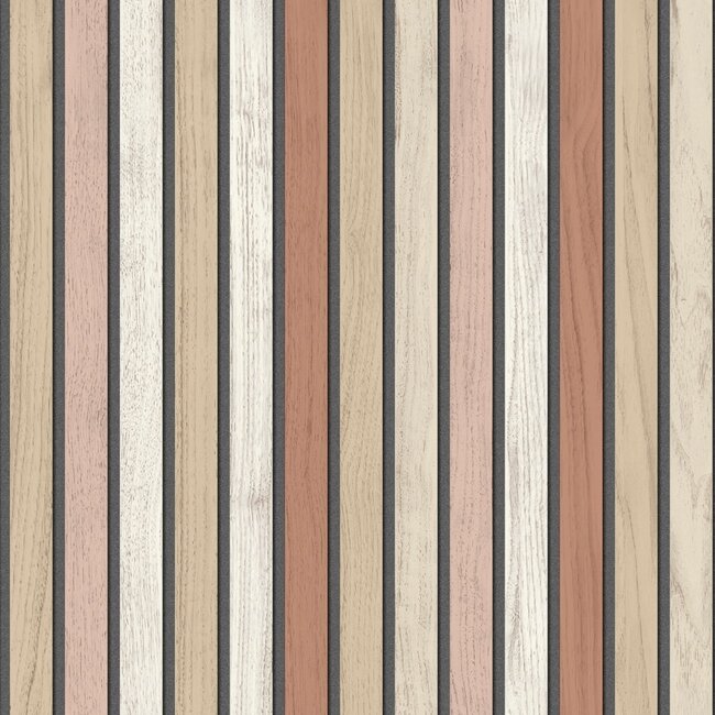 Dutch Wallcoverings Dutch Wallcoverings - Illusion- houten plankjes beige - Vliesbehang - 10m x 53cm - B312-10