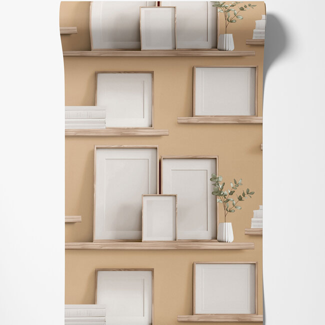Dutch Wallcoverings Dutch Wallcoverings - Illusion- fotolijstjes beige - Vliesbehang - 10m x 53cm - M892-02
