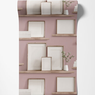 Dutch Wallcoverings Dutch Wallcoverings - Illusion- fotolijstjes roze - M892-03 Dutch Wallcoverings Dutch Wallcoverings - Illusion- fotolijstjes roze - M892-03