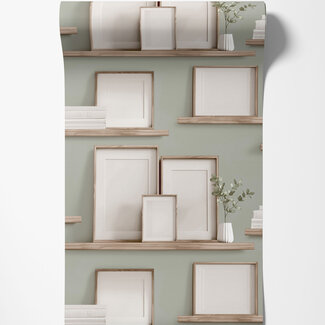 Dutch Wallcoverings Dutch Wallcoverings - Illusion- fotolijstjes groen - M892-04 Dutch Wallcoverings Dutch Wallcoverings - Illusion- fotolijstjes groen - M892-04