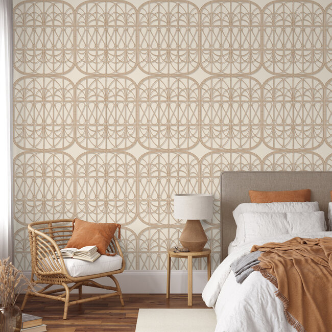 Dutch Wallcoverings Dutch Wallcoverings - Illusion- trellis beige - Vliesbehang - 10m x 53cm - M893-07