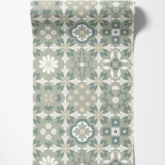 Dutch Wallcoverings Dutch Wallcoverings - Illusion- tegels groen - M894-04 Dutch Wallcoverings Dutch Wallcoverings - Illusion- tegels groen - M894-04