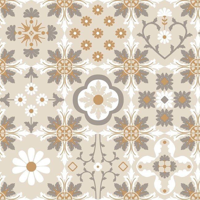 Dutch Wallcoverings Dutch Wallcoverings - Illusion- tegels beige - Vliesbehang - 10m x 53cm - M894-07