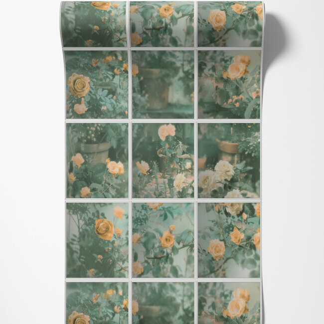 Dutch Wallcoverings Dutch Wallcoverings - Illusion- rozen/ruit groen/geel - Vliesbehang - 10m x 53cm - M899-05