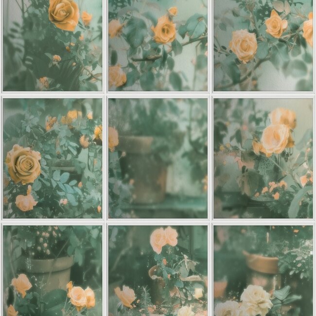 Dutch Wallcoverings Dutch Wallcoverings - Illusion- rozen/ruit groen/geel - Vliesbehang - 10m x 53cm - M899-05