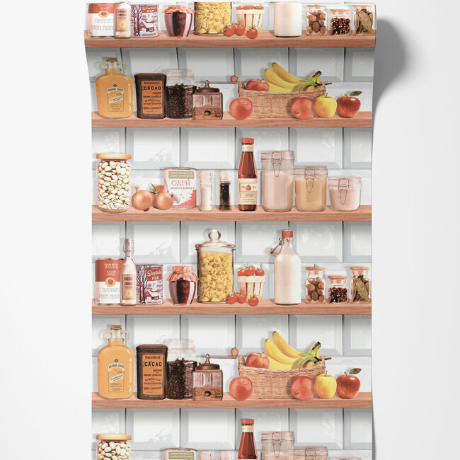 Dutch Wallcoverings Dutch Wallcoverings - Illusion- keukenplank multi - Vliesbehang - 10m x 53cm - M900-10