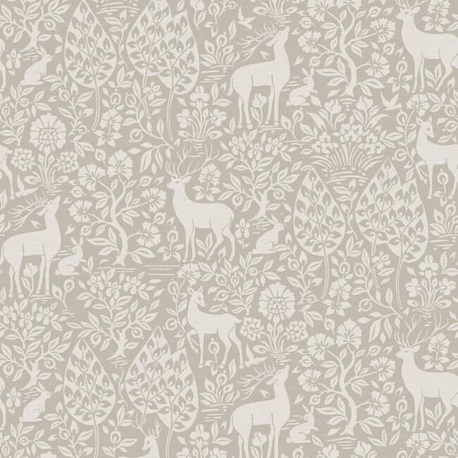 Dutch Wallcoverings Dutch Wallcoverings - Imaginarium 3 - Deer Woods Taupe - Papierbehang - 10m x 53cm - 14161