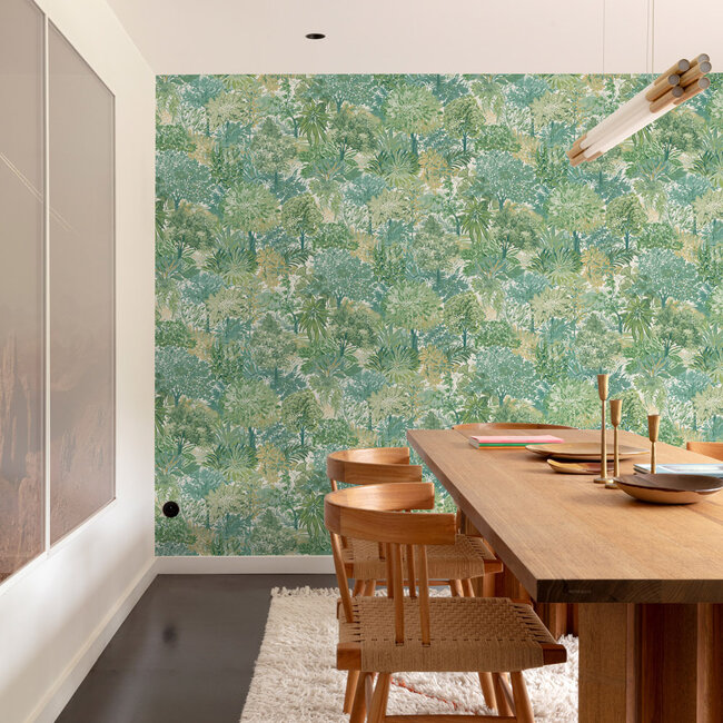 Dutch Wallcoverings Dutch Wallcoverings - Inia- Blossom Tree groen - Vliesbehang - 10m x 53cm - A78602
