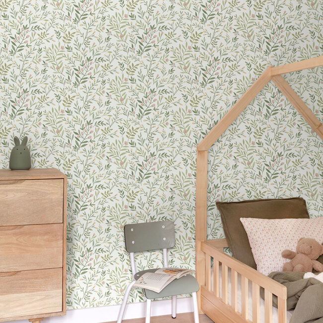 Dutch Wallcoverings Dutch Wallcoverings - Inia- Leafy Trail groen - Vliesbehang - 10m x 53cm - A78801