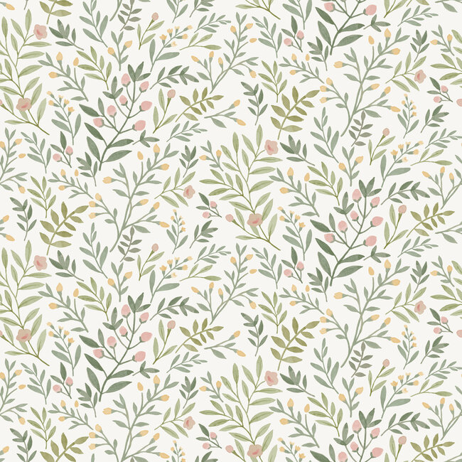 Dutch Wallcoverings Dutch Wallcoverings - Inia- Leafy Trail groen - Vliesbehang - 10m x 53cm - A78801