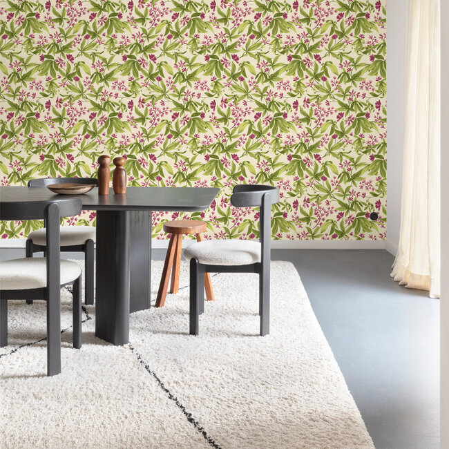 Dutch Wallcoverings Dutch Wallcoverings - Inia- Morgane groen/paars - Vliesbehang - 10m x 53cm - A80402