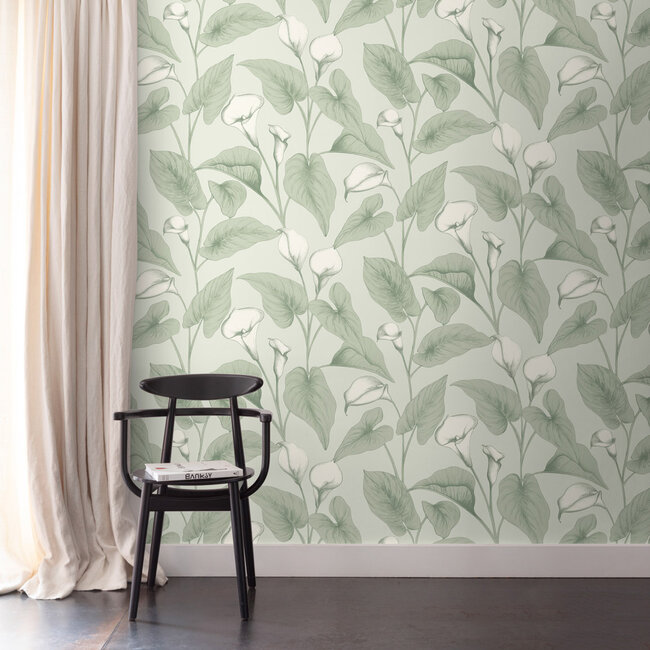 Dutch Wallcoverings Dutch Wallcoverings - Inia- Calla groen - Vliesbehang - 10m x 53cm - A83601
