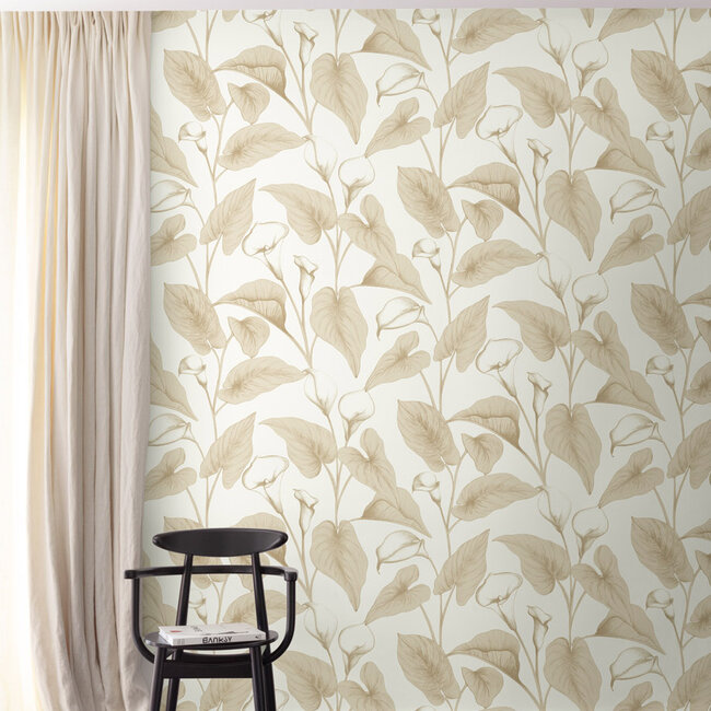 Dutch Wallcoverings Dutch Wallcoverings - Inia- Calla beige - Vliesbehang - 10m x 53cm - A83602